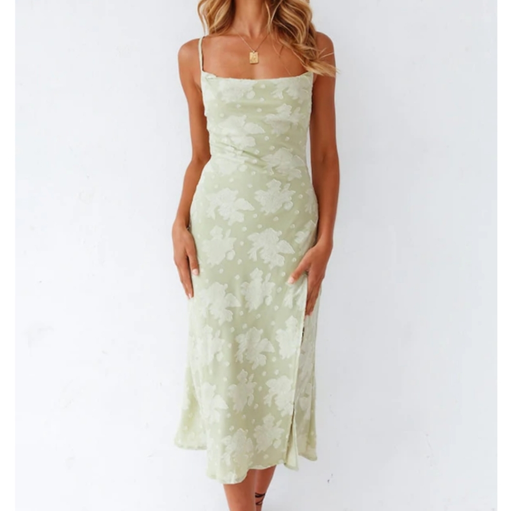 Floral Cowell neck midi dress